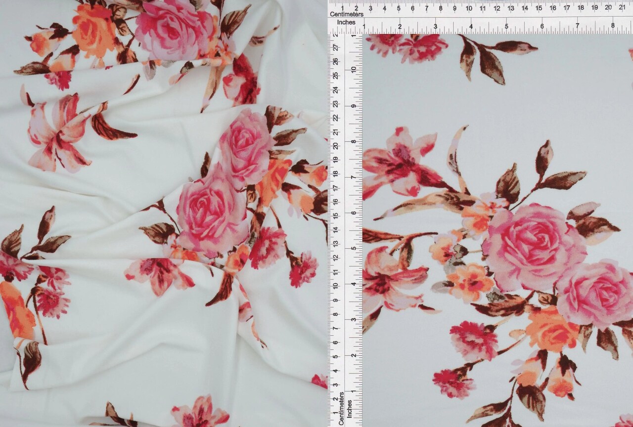 1 Yard DTY Brushed Knit Floral Fabric Soft Stretch 58/60 Wide Best For Apparel